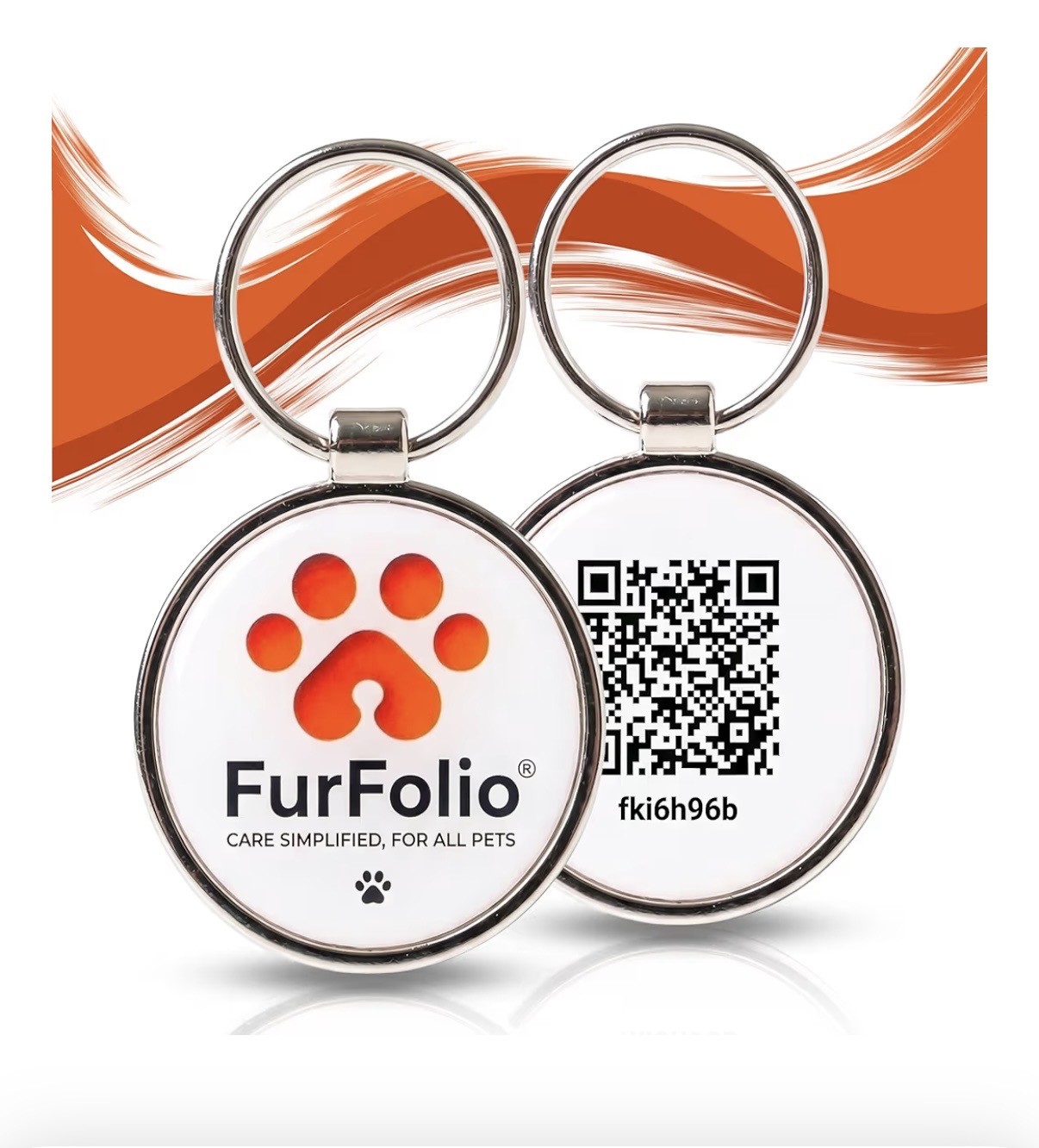FurFolio QR tag front and QR side